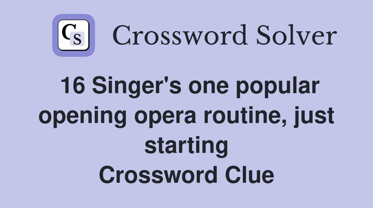 16 Singer's One Popular Opening Opera Routine, Just Starting ...